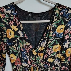 Floral V-Neck Dress Zara